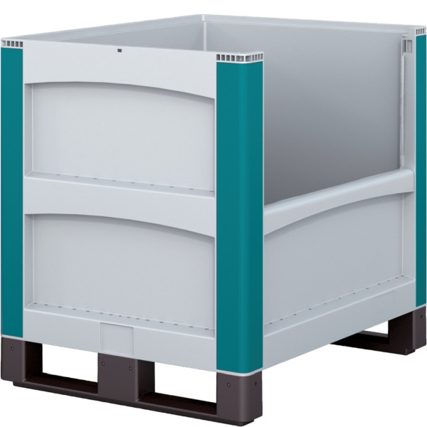 Conteneur pour charges lourdes BITO SL avec patin / rabat /SL 86626K 800x600x620 ouverture du patin sur le côté long, C0814-0009