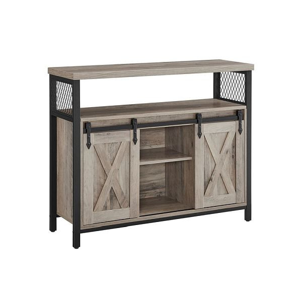 VASAGLE armoire de rangement 2 portes coulissantes, noir grège, LSC092B02