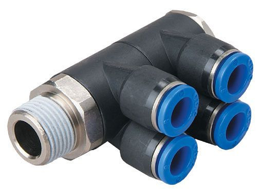 temporisateur B-YVTEdk2-4-3/8-KU, raccord vissé distributeur Y, filetage conique, tuyau Ø : 4 mm, filetage : 3/8", UE : 5 pièces, 03180920