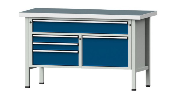 Établis ANKE Établi en caisson, modèle 256 V, 1500 x 700 x 900 mm, RAL 7035/5010, UBP 50 mm, 304.107