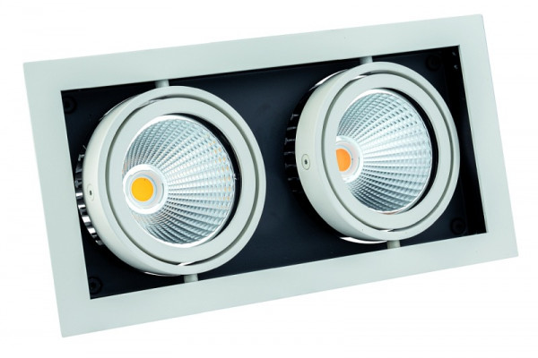 rutec Projekt CORU - 80K LED - spot encastré, cardanic, carré, IP20 - blanc, 2 - flamme, PEG505