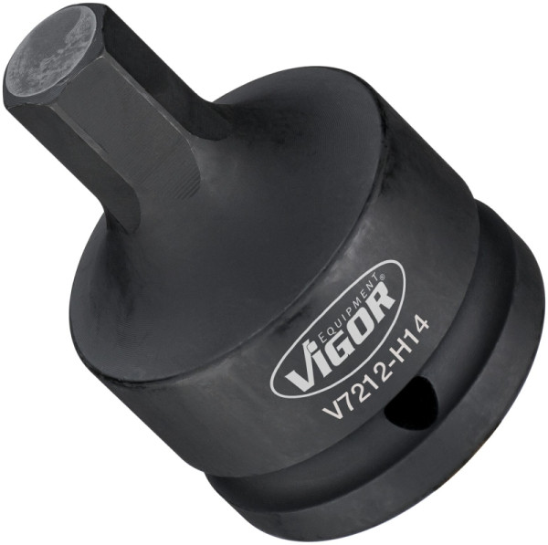 Embout de tournevis pour clé à chocs VIGOR, carré creux 20 mm (3/4"), profil à six pans creux, 14 mm, V7212-H14