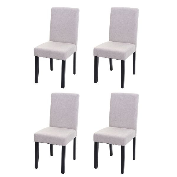 Ensemble de 4 chaises de salle à manger Mendler, chaises de cuisine, Littau, textile, beige crème, pieds foncés, 74556