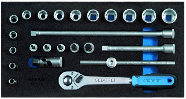 GEDORE insert en mousse vide, jeu de douilles 3/8'', CT, 2322382