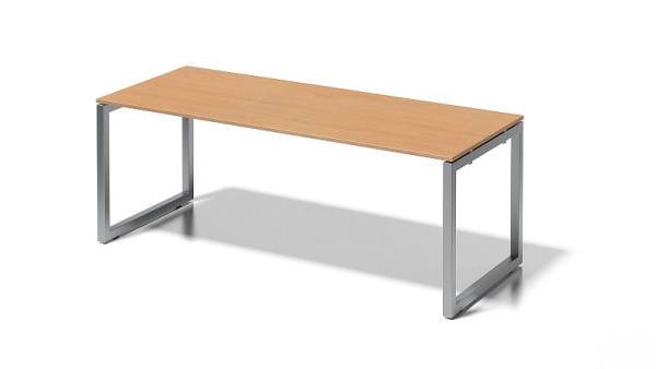 Bureau Bisley Cito, structure en O hauteur fixe 740 mm, H 19 x L 2000 x P 800 mm, hêtre/argent, DOF2008BC355