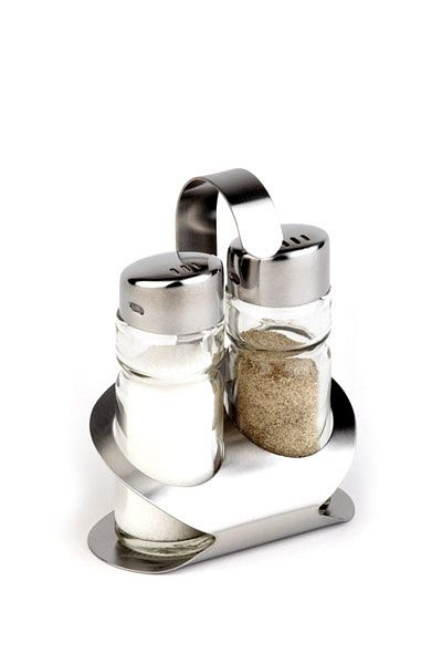 APS poivre/salier -Pro-, 8,5 x 5,7 cm, hauteur : 11,5 cm, acier inoxydable mat, poivre/sel, shaker en verre avec couvercle en acier inoxydable, 40470