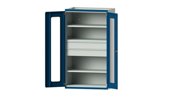 Etablis ANKE, armoire pour charges lourdes, modèle 102, 1085 x 630 x 1950 mm, zone de visualisation en plexiglas, RAL 7035/5010, 620.032