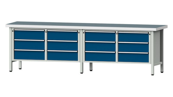Établis ANKE Établi en caisson, modèle 108 V, 2800 x 700 x 850 mm, RAL 7035/5010, UBP 50 mm, 301.454