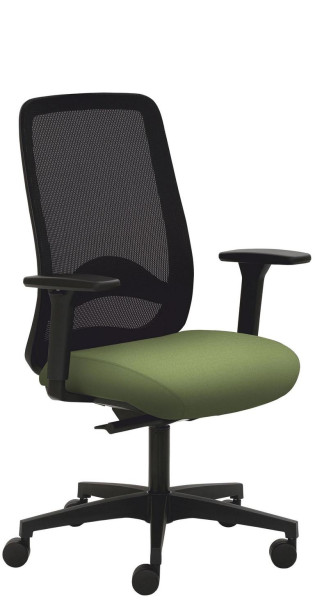 Chaise pivotante Mayer Sitzmöbel , piètement en plastique, accoudoirs 3D, dossier en résille, vert fougère, 2228_AV3D_SYM+_30613