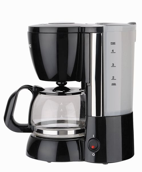 machine à café grossag 4 tasses avec verseuse en verre, noir, KA 12.17