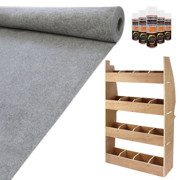 Monster 26327 Tapis super extensible gris 11 m² avec colle et système d'étagères Citroën Berlingo