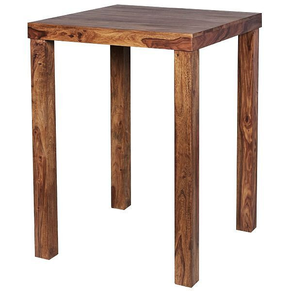 Table de bar Wohnling MUMBAI en bois de Sesham massif 80 x 80 x 110 cm, carrée marron foncé, WL1.324