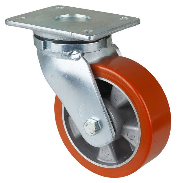 Roues BS Roulette robuste, largeur 50 mm, Ø150 mm, jusqu'à 550 kg, bande de roulement polyuréthane coulé 95 Shore A, corps de roue aluminium, roulements à billes, RR100.B90.150