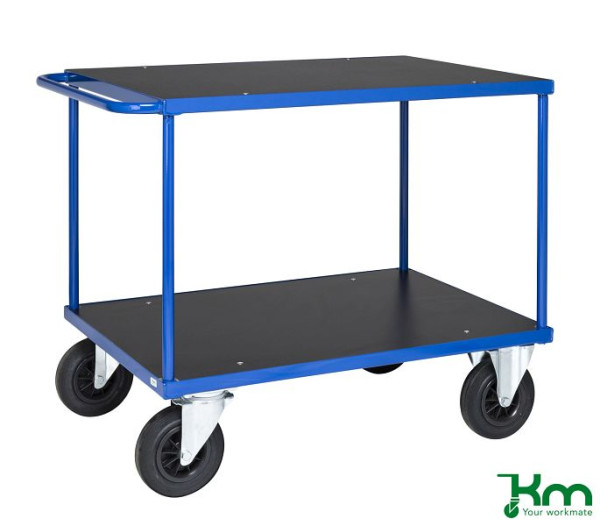 Chariot de table Kongamek, 2 roulettes fixes et 2 pivotantes en caoutchouc plein avec freins, 1100 x 700 x 870 mm, Série 300, KM337-2B