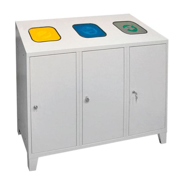 Système de tri recyclage ADB comprenant 3 conteneurs galvanisés sans sacs poubelles, 45446