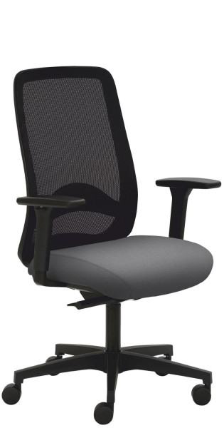 Chaise pivotante Mayer Sitzmöbel , piètement en plastique, accoudoirs 3D, dossier en résille, gris, 2228_AV3D_SYM+_30614