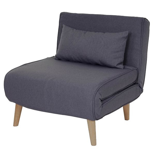 Fauteuil-lit Mendler HWC-D35, canapé-lit, fauteuil fonctionnel, fauteuil pliant, fauteuil de relaxation, fauteuil pour jeunes, tissu/textile, gris foncé, 62744