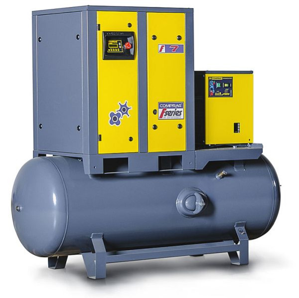 Compresseur à vis Comprag FRD0708-270, monté sur conteneur horizontal 270 l et avec sécheur frigorifique, jusqu'à 8 bar, 11410208