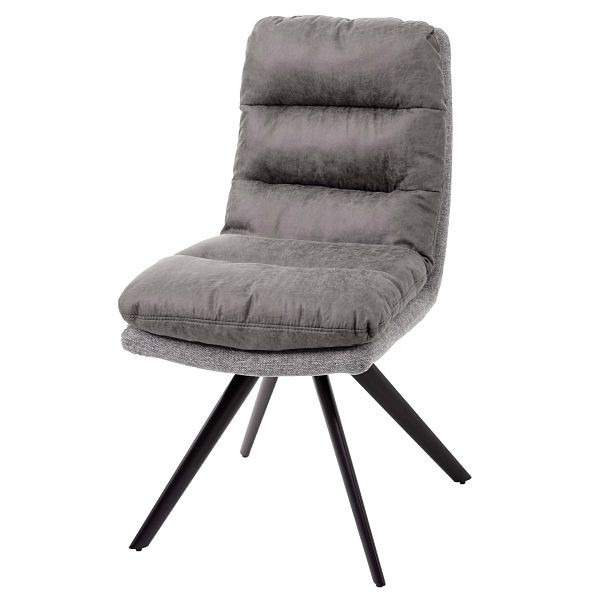 Chaise de salle à manger Mendler HWC-G66, chaise de cuisine, tissu/textile à position automatique pivotante, gris-gris clair, 71847