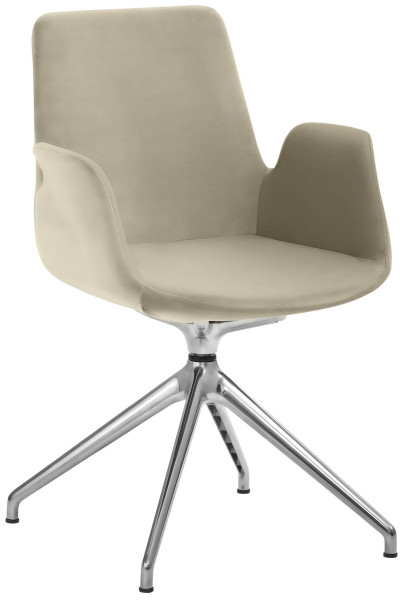 Fauteuil Mayer Sitzmöbel , piètement étoile, aluminium poli, rotatif à 360°, taupe, 2009_S1_30484