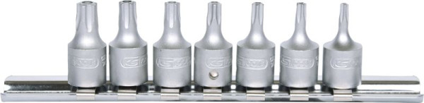 KS Tools Jeu de douilles 1/4" pour vis à cinq étoiles, 7 pièces avec trou frontal, 911.1470