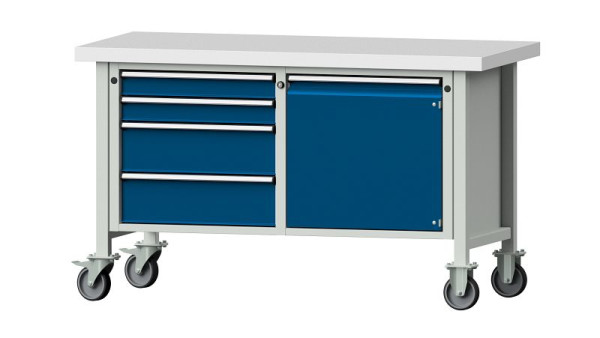 Établis ANKE établi à caissons, modèle 131 V, 1500 x 700 x 900 mm, RAL 7035/5010, KSP 50 mm, mobile, 305.715