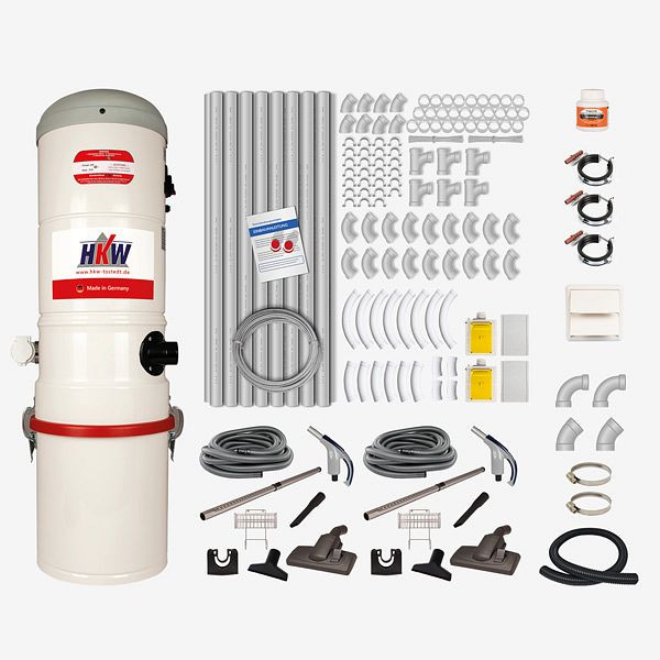 Kit complet HKW MEDIUM 3 (RETRAFLEX) - 2 prises d'aspiration, tuyau d'aspiration 9 m, 2200109