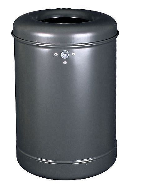 Poubelle à couvercle à ressort Renner d'environ 35 L, non perforée, pour montage mural et sur poteau, galvanisée et revêtue, fer mica anthracite, 7023-01PB DB703