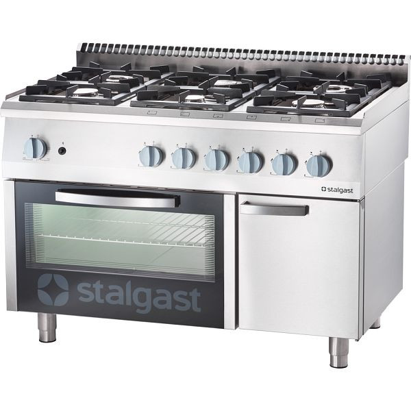 Cuisinière à gaz Stalgast 6 feux avec four série 700 ND - G20, 6 feux (3,5+3x5+2x7), SL33613SE