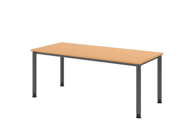 Bureau Hammerbacher HS19, 180 x 80 cm, plateau : hêtre, épaisseur 25 mm, structure 4 pieds en graphite, hauteur de travail 68,5-81 cm, VHS19/6/G