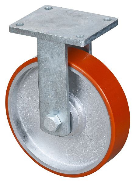 Roues BS Roulette robuste, roulette fixe, largeur de roue 75 mm, Ø roue 300 mm, capacité de charge 2000 kg, polyuréthane coulé 95 Shore A, fonte, roulement à billes, RR110.C10.301
