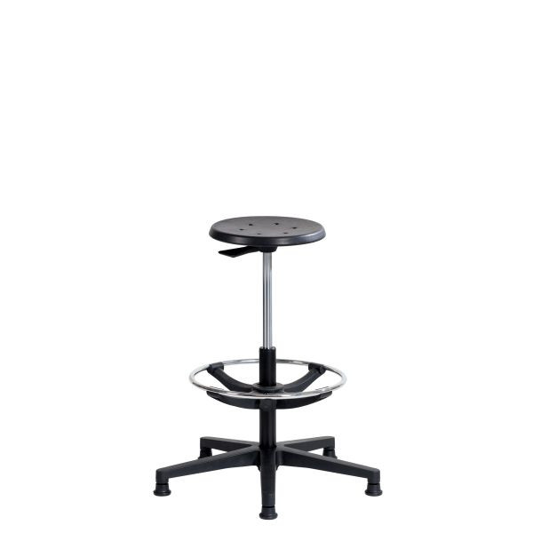 Tabouret de travail SOFAME ERGODYN 2000 avec patins et repose-pieds, hauteur d'assise 52-78 cm, piètement aluminium, W050010013