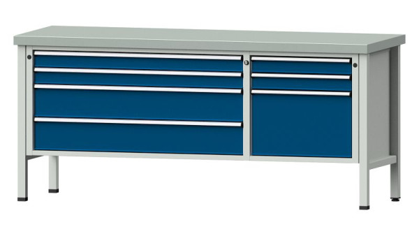 Établis ANKE Établi en caisson, modèle 288 V, 2000 x 700 x 900 mm, RAL 7035/5010, ZBP 50 mm, 304.643