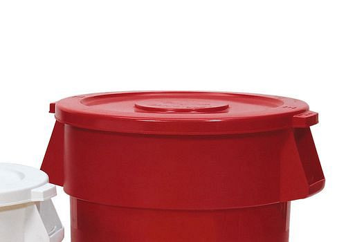 Couvercle DENIOS pour conteneurs multi-usages en polyéthylène (PE) d'un volume de 120 litres, rouge, 115-920