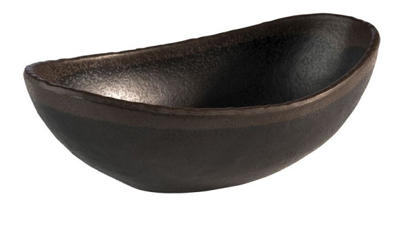 Bol APS -MARONE-, 16,5 x 10 cm, hauteur : 5,5 cm, mélamine, noir, avec bord marron, 0,25 litre, 84731
