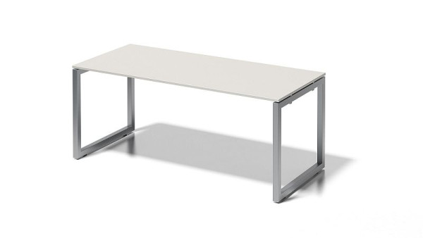 Bureau Bisley Cito, structure en O hauteur fixe 730 mm, H 19 x L 1800 x P 800 mm, gris blanc/argent, DOF1808GW355