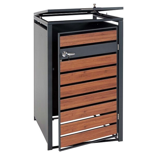 Mendler HWC-J81 1er revêtement de poubelle, poubelle, extensible, métal 32kg, anthracite, aspect bois de cerisier brun foncé, 83362