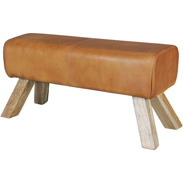 Wohnling Tabouret Design Bois 90x30x43 cm Cuir Moderne Springbok, WL5.105