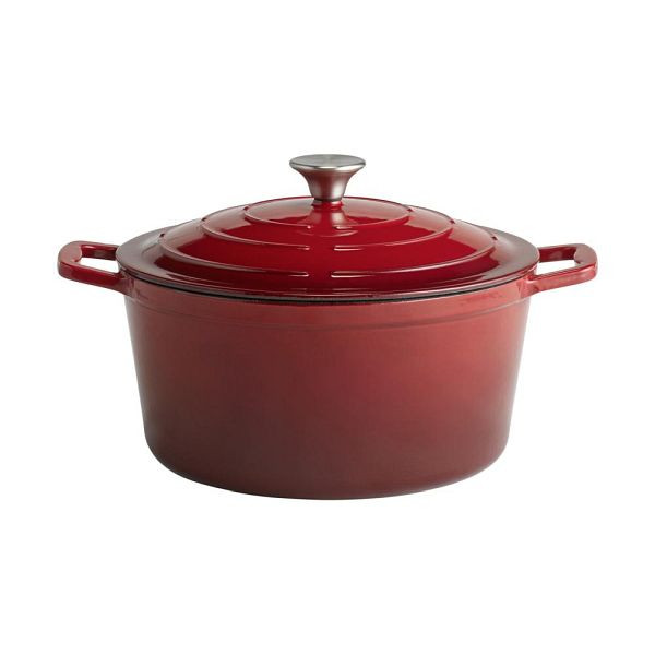 Marmite APS avec couvercle "5 ÉTOILES", cocotte en fonte, adaptée à l'induction, va au four, avec support de couvercle, Ø 28 cm, 6 litres, rouge, 88306