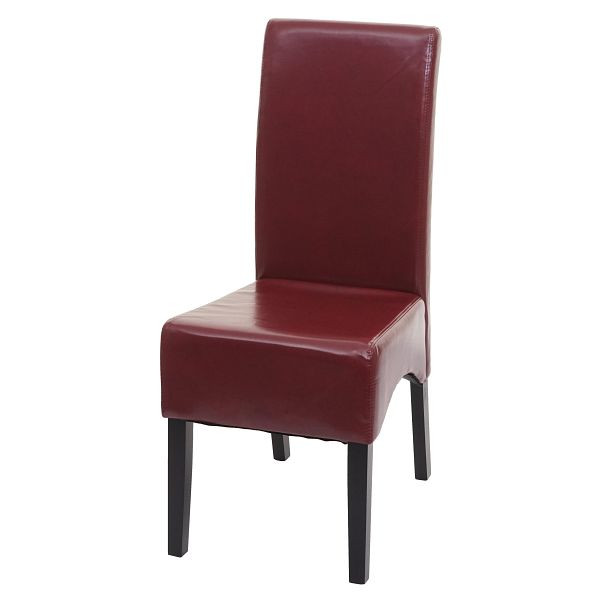 Chaise de salle à manger Mendler Latina, chaise de cuisine, cuir, rouge, pieds foncés, 74542