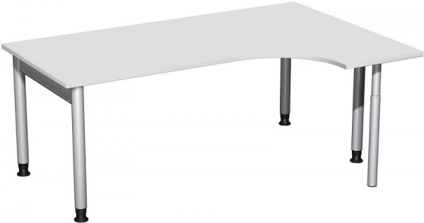 Bureau PC geramöbel droit, réglable en hauteur, 1800x1200x680-820, gris clair/argent, N-657323-LS