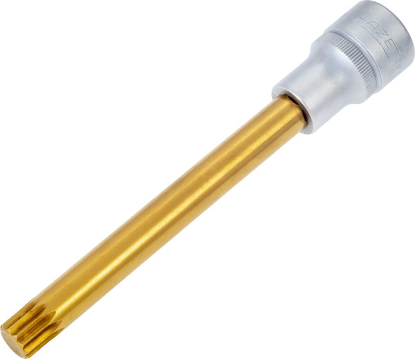Douille tournevis Hazet, carré creux 12,5 mm, profil multident interne XZN, M12, extra long avec moletage, 990SLG-12
