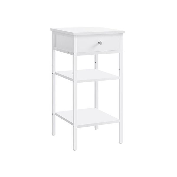 VASAGLE table d'appoint avec tiroir, blanc, 35x35x70 cm, LET502B14