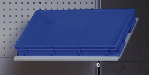 Bras pivotant KLW avec étagère pour boîtes de rangement (boîte Euro 600 x 400 mm) avec bras pivotant en aluminium, couleur argent, ABC-SA2-TEK6141