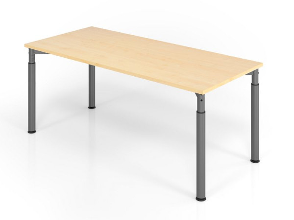 Bureau Hammerbacher YS19, 180 x 80 cm, plateau : érable, épaisseur 25 mm, chant épais en ABS, forme rectangulaire, graphite, VYS19/3/G