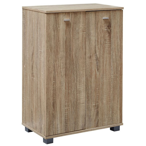 Wohnling Meuble à chaussures design TAJA bois moderne Sonoma 12 paires de chaussures 4 compartiments 2 portes, WL1.175