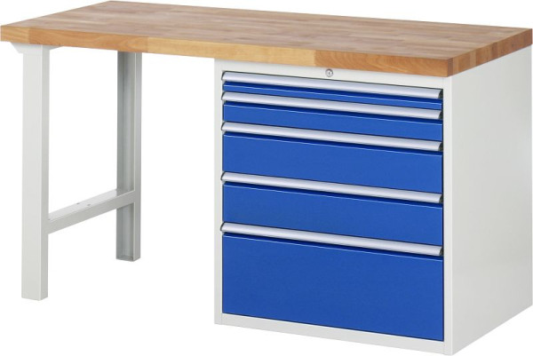Etabli RAU série 7000 - conception modulaire, conteneur de sous-structure (5x tiroirs XL), 1500x840x700 mm, 03-7611A1-157B4S.11