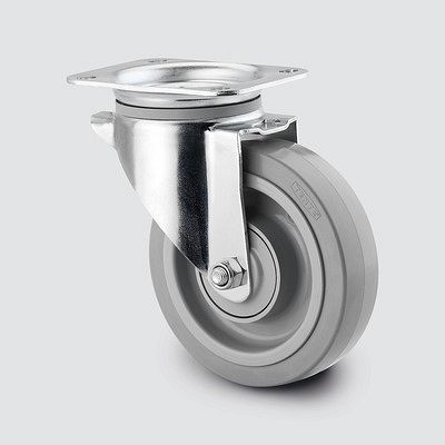 Roulette pivotante TENTE-ROLLEN, roue Ø 160 mm, capacité de charge 300 kg, hauteur 200 mm, A 64 Shore, roulement à billes de précision, 3470UFP160P63