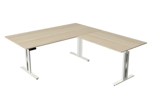 Kerkmann Move 3 Fresh table assis/debout, L 2000 x P 1000 mm, avec élément complémentaire 1200 x 800 mm, réglable en hauteur électriquement de 720 à 1200 mm, érable, 10186850