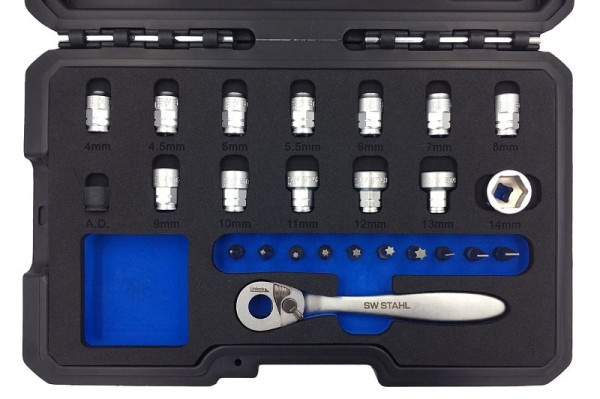 Jeu de clés à douilles SW-Stahl, 1/4", profil bas, 25 pièces, 06425L